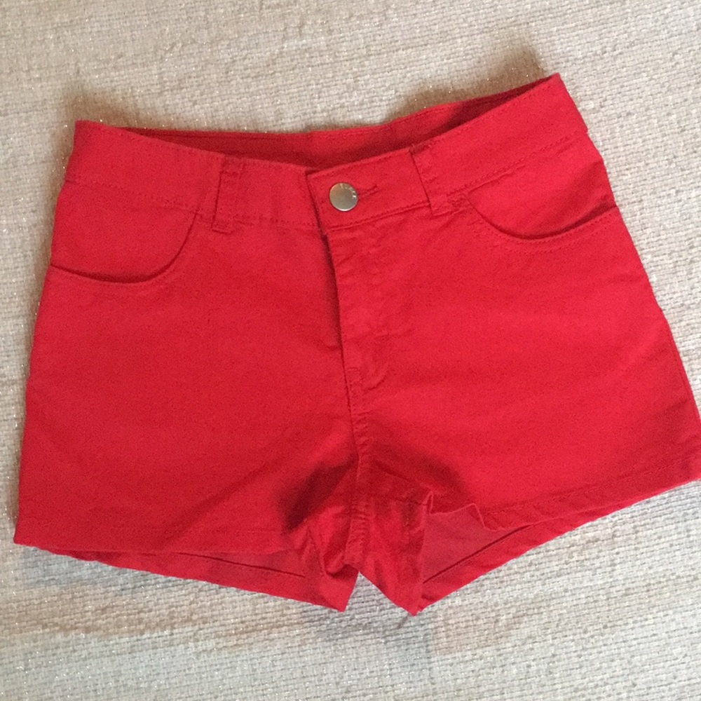Divided red stretch shorts size 2